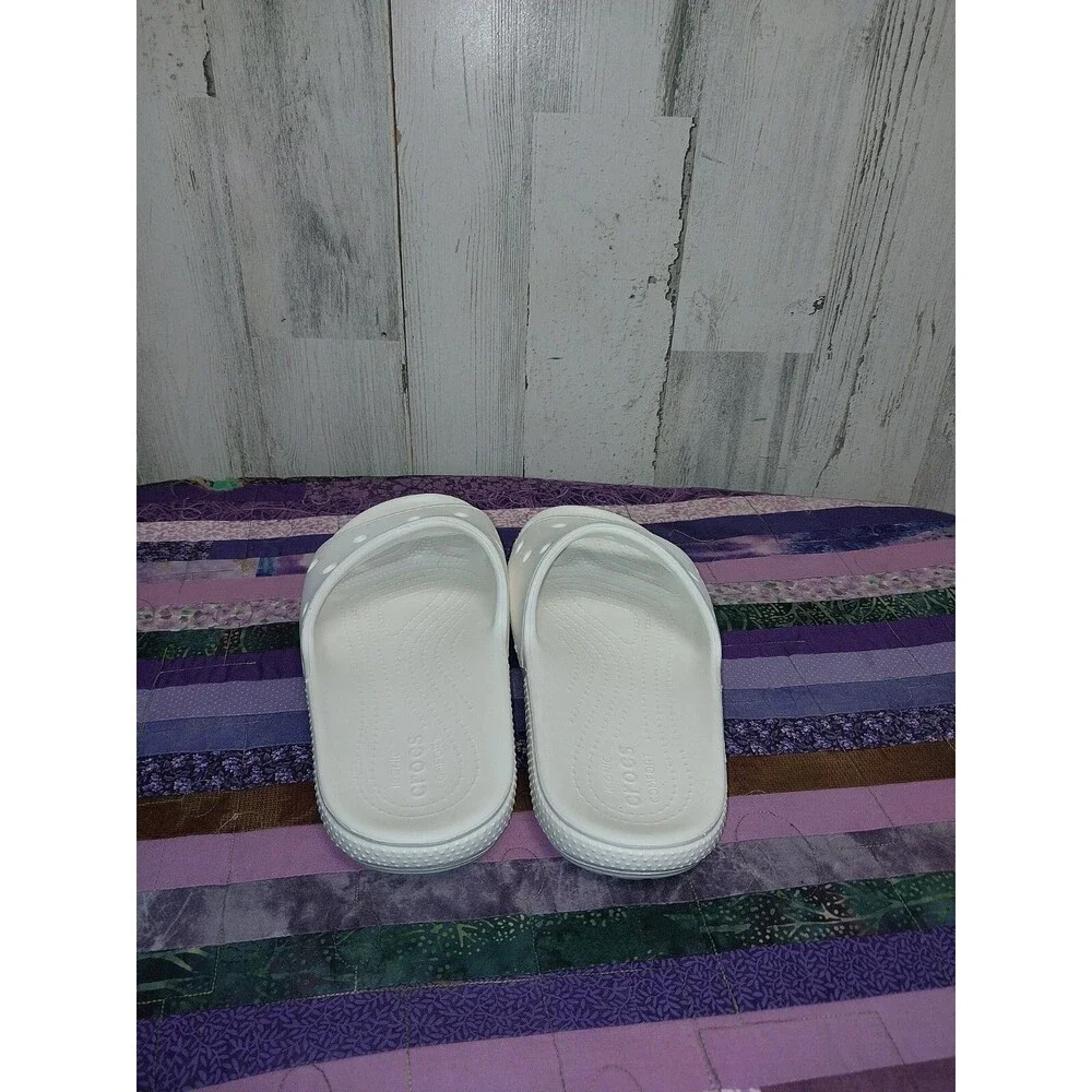Crocs 206121 Sandals Classic White Slides Waterproof Shoes Mens 9 Womens 11